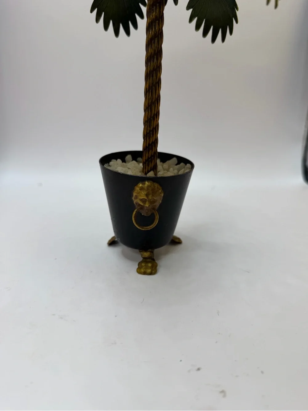 Vintage Hollywood Regency-style tole Metal Palm Tree Figurine or CandleHolder.